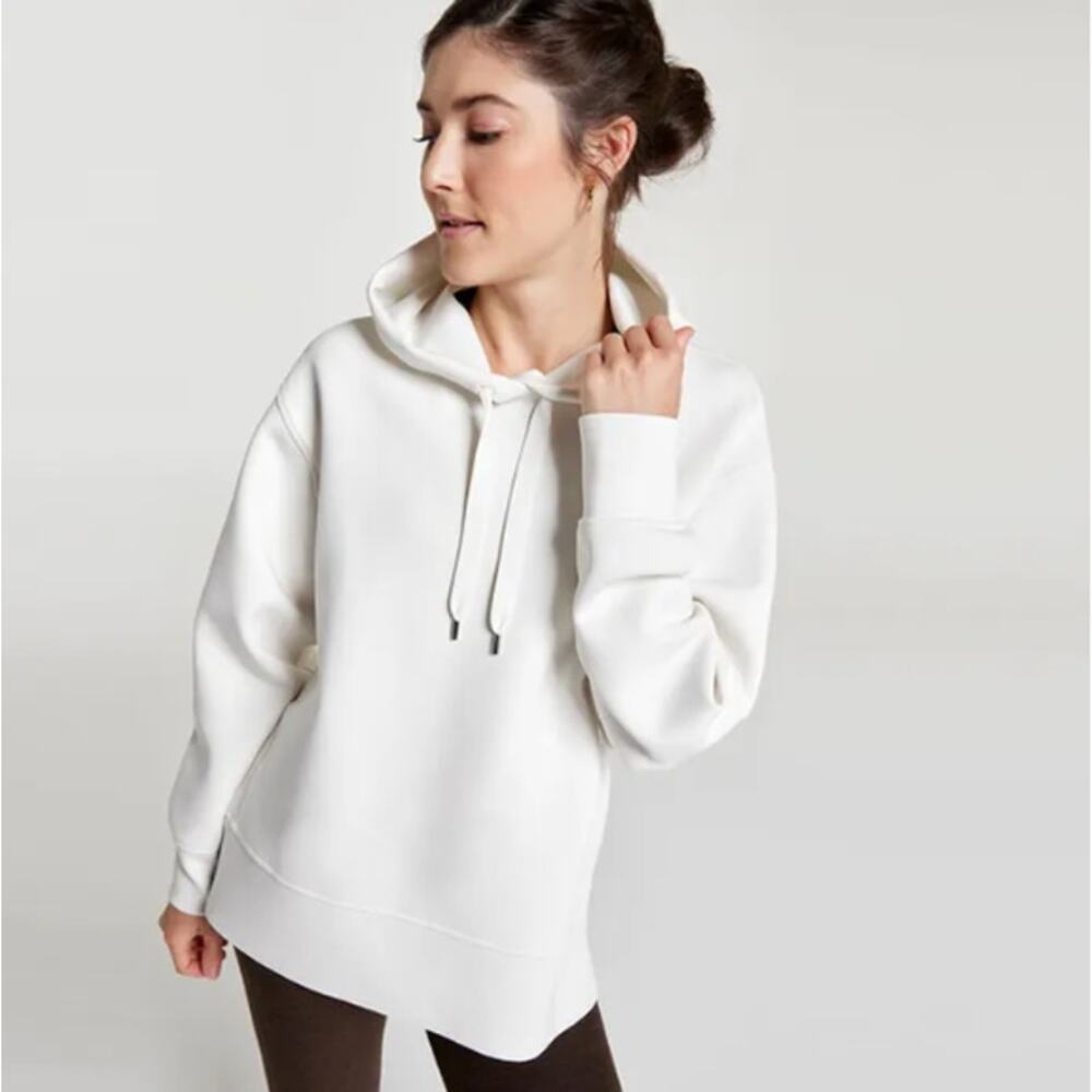 CALIA Women's Oversized Side Slit Hoodie - Cloud Cover